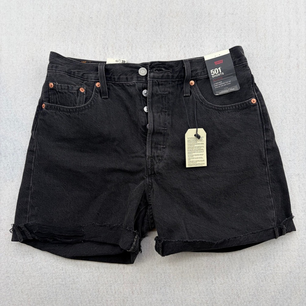 Levis 501 Original High Rise Denim Shorts Black 29 NWT